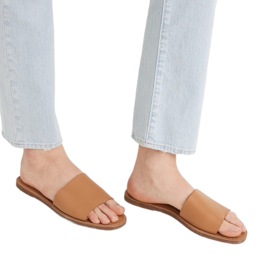 Madewell The Boardwalk Post Slide Sandal Leather 7.5